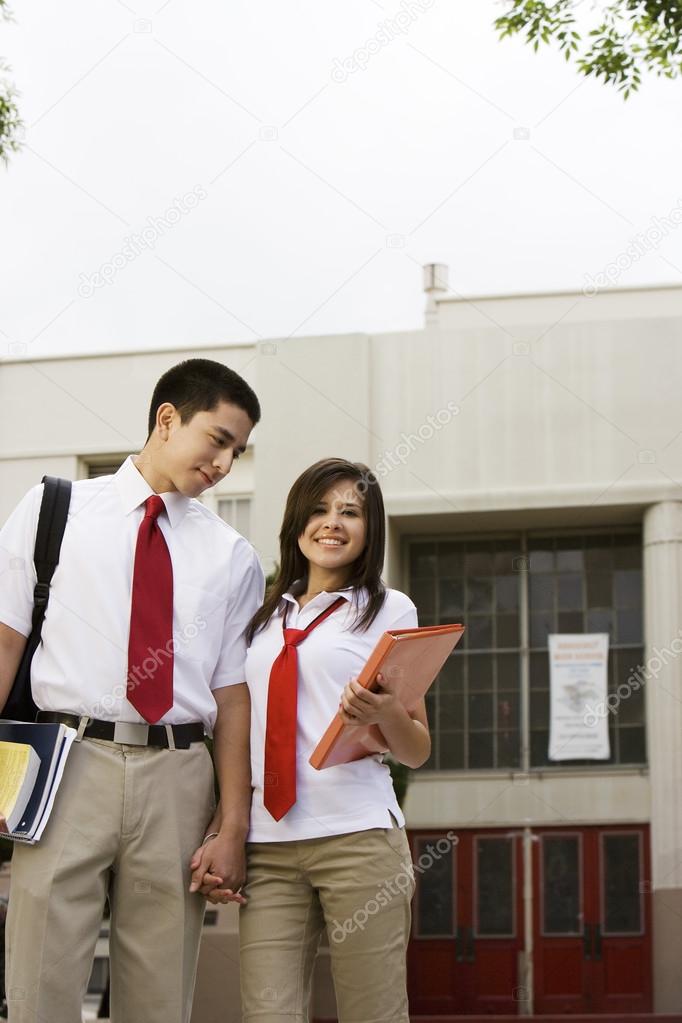 Outdoor couple asian uniform