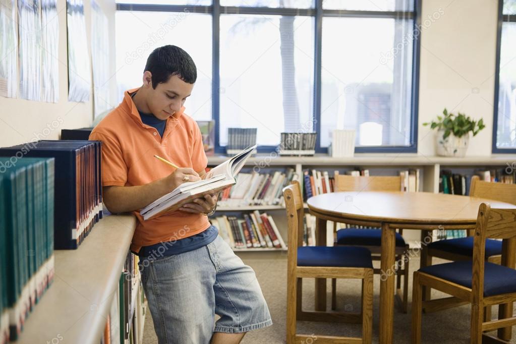 Student Studying in Library