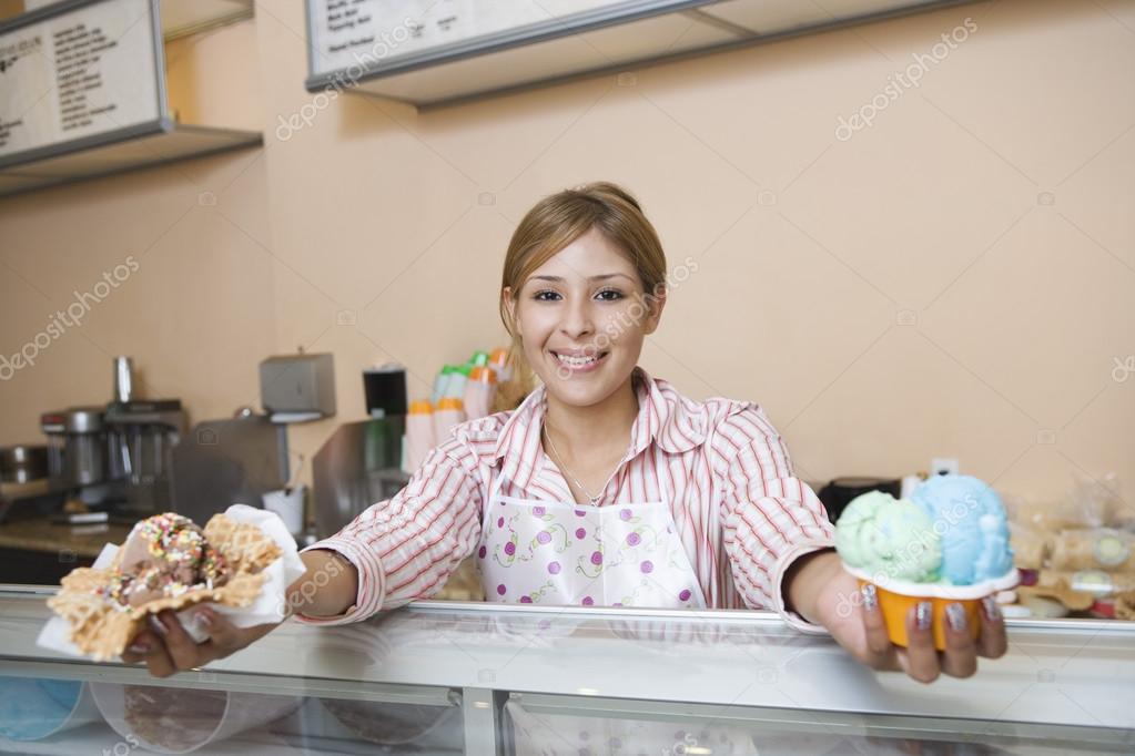 Female Serving Ice Creams Stock Photo by ©londondeposit 21977665