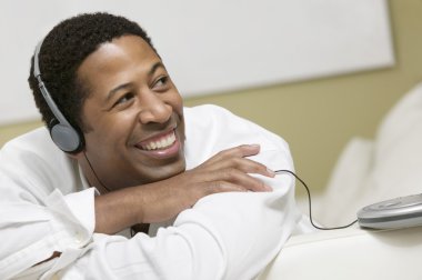 Man Listening to Music clipart