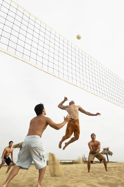 Man in Mid-air Going for Volleyball — Stock Photo, Image