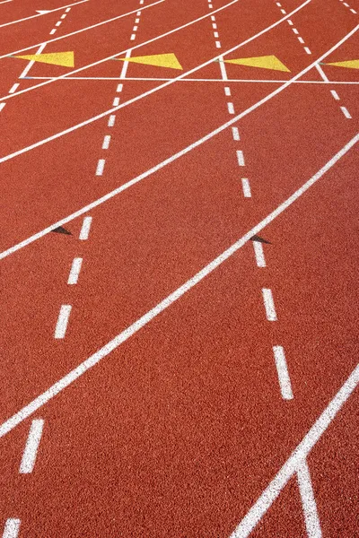 Marcas de carril en pista de atletismo — Foto de Stock