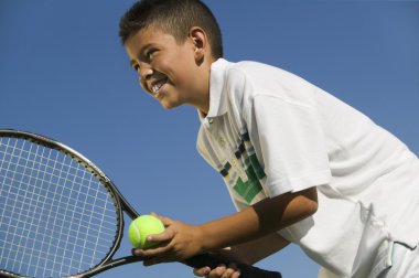 Boy on tennis court clipart