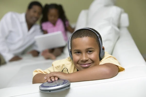 Boy Listening CD player — Stock Photo, Image