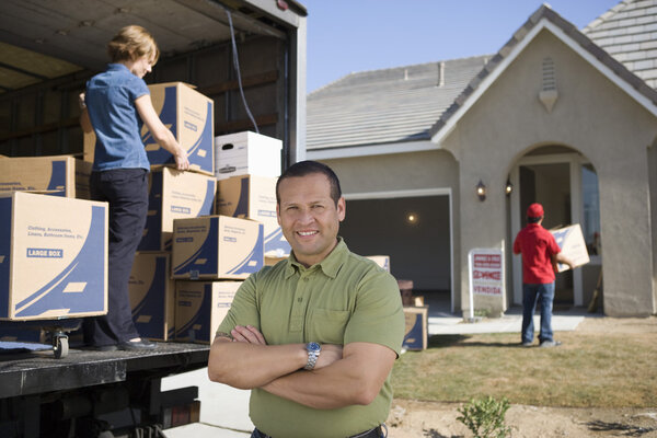 Man standing in front of delivery van