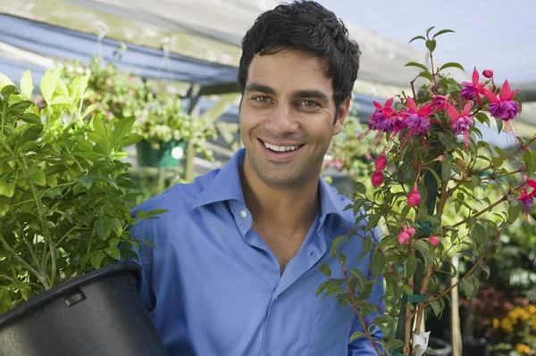 Man Carrying Plants — Stock Photo, Image