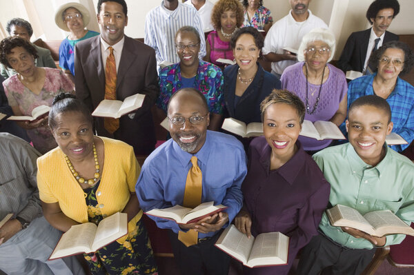 Church congregation sitting on church