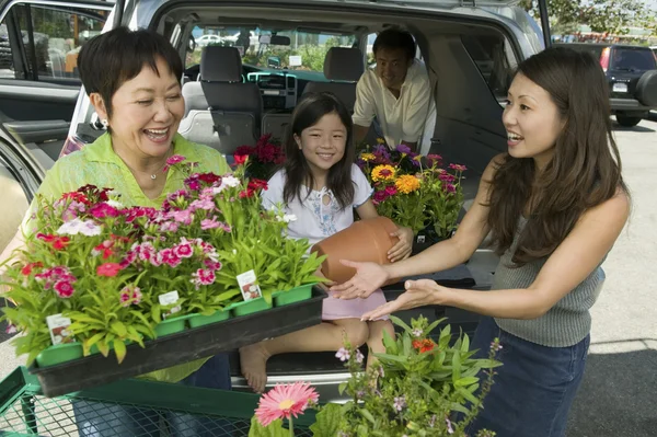 Famille Chargement de nouvelles plantes — Photo