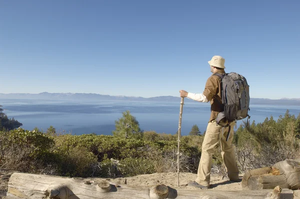 Man with hiking pole — Stock Photo, Image