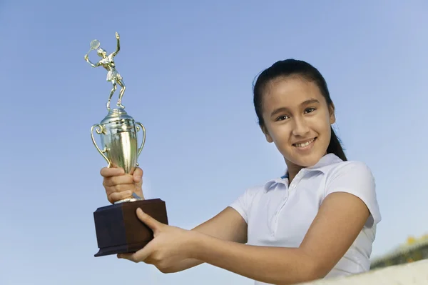 Tennis Player Holding Trophy — Stock Photo, Image