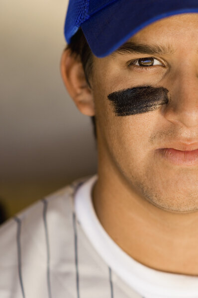 Baseball player with eye black