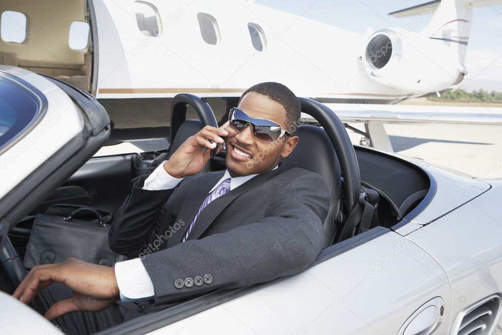 Businessman in convertible