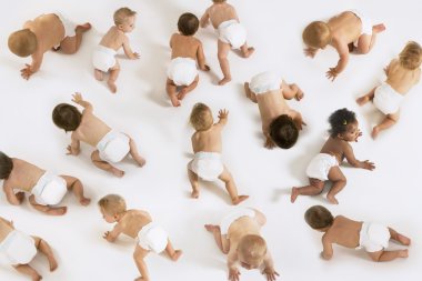 bebekler montaj büyük bir grup