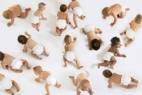 Grande grupo de montagem de bebês — Fotografia de Stock