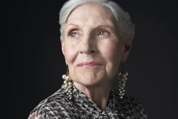 Senior Woman with Earrings — Stock Photo, Image