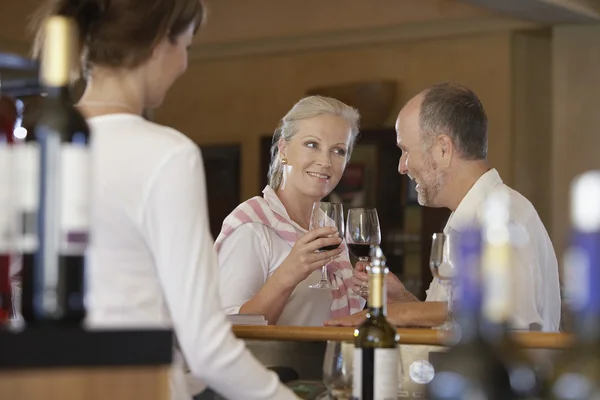 Casal desfrutando vinho — Fotografia de Stock