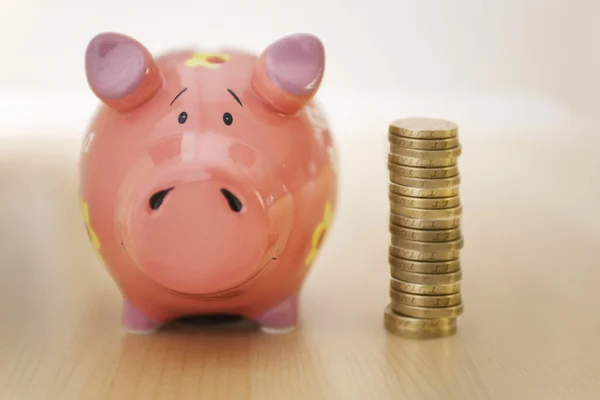 Sparschwein und Geld — Stockfoto