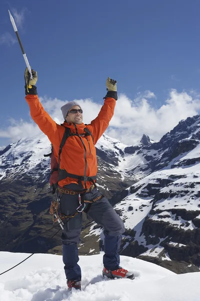 Climber with arms raised — Stock Photo, Image