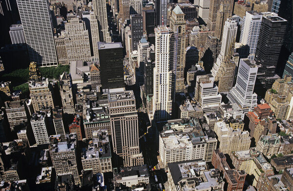 New york city with skyscrapers aerial view