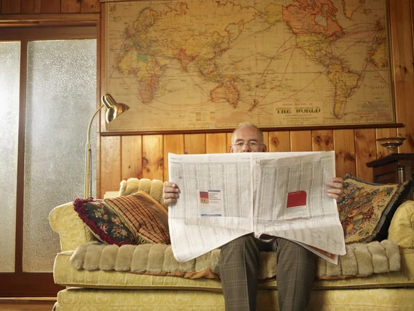 Senior Man with Newspaper — Stock Photo, Image