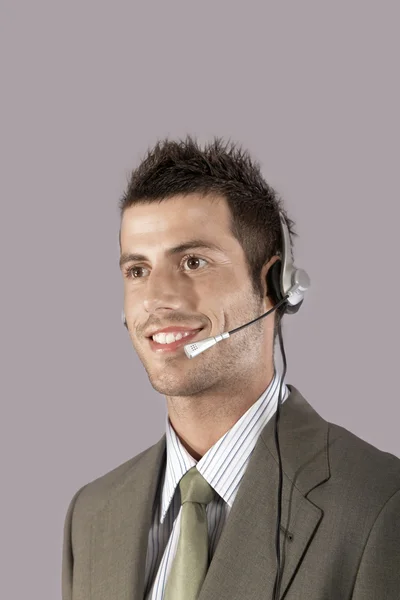 Zakenman met headset — Stockfoto