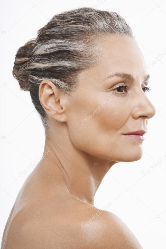 Middle-Aged Woman hair back