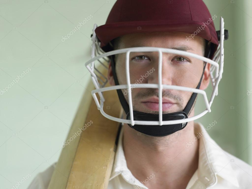 Cricket player wearing helmet — Stock Photo © londondeposit 33820483