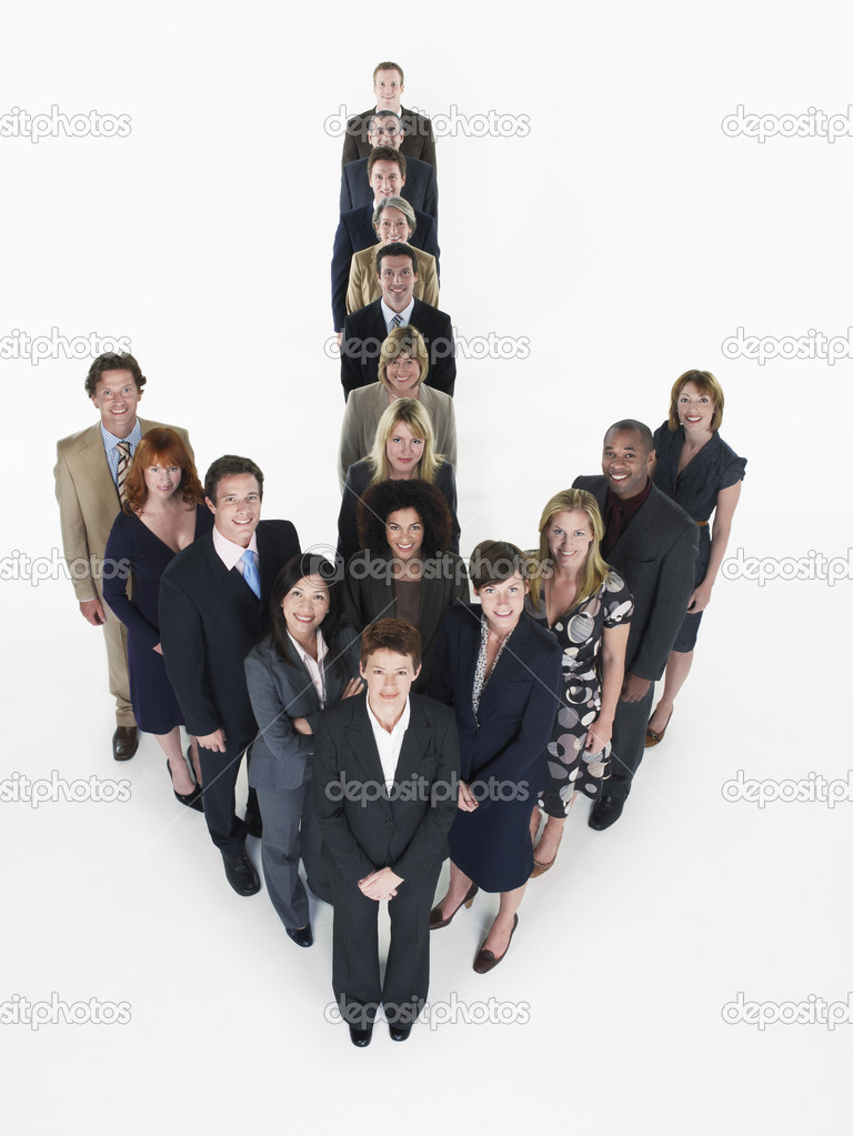 Businesspeople in arrow formation
