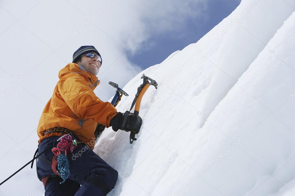 Mountain climber going up