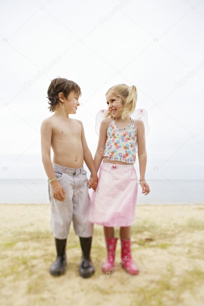 little Boy and girl  holding hands