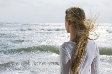 Woman Looking at Ocean clipart