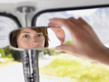 Woman with Rearview Mirror clipart