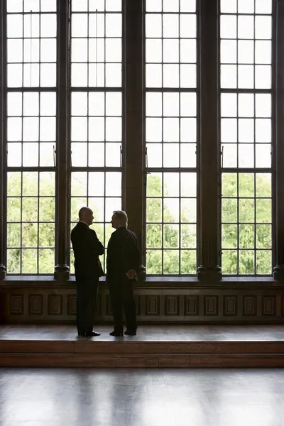 Men Conversing by tall windows — Stock Photo, Image