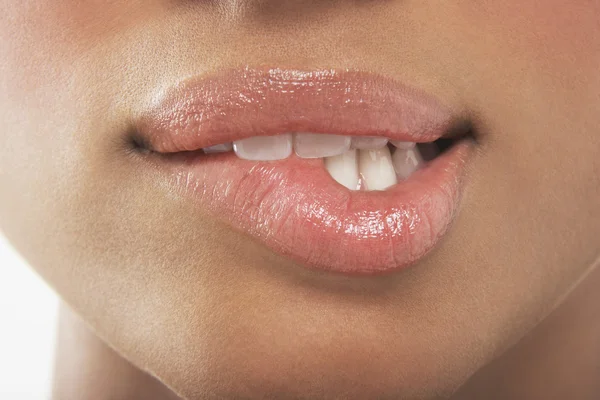 A her lip when girl bites 