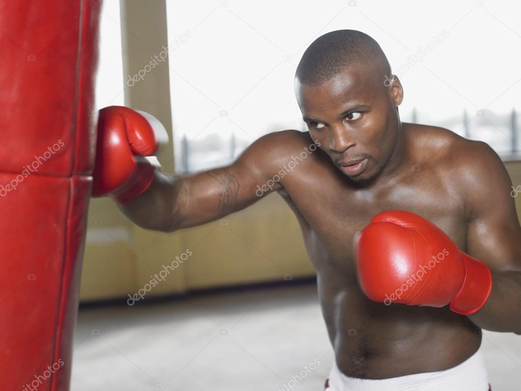 Muscular African American Boxer