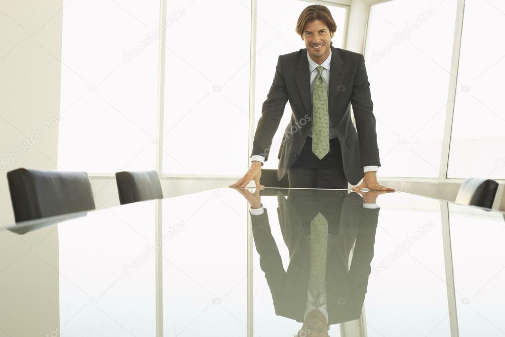 Businessman at conference table