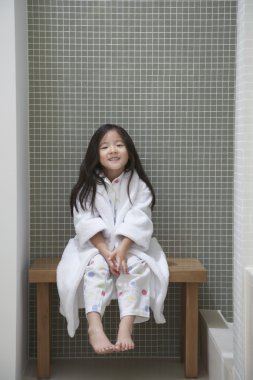 Japanese  Girl wearing bathrobe clipart