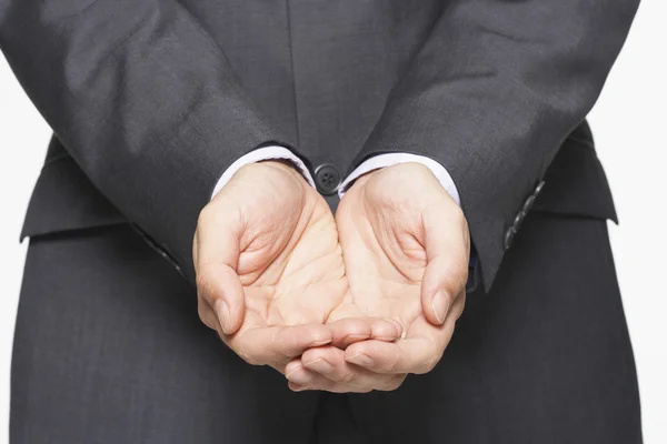 Businessman Cupping His Hands — Stock Photo, Image