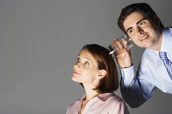 Man Listening to Businesswoman's Mind — Stock Photo, Image