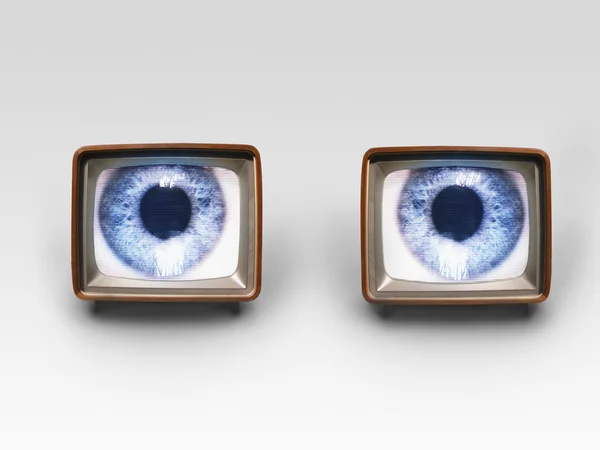 Twee televisietoestellen met ogen — Stockfoto