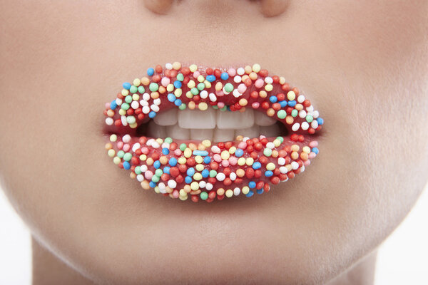 Lips Covered in Sprinkles