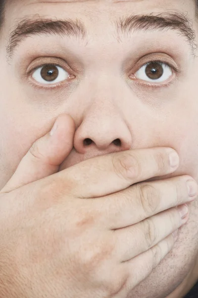 Man with Hand on Mouth — Stock Photo, Image