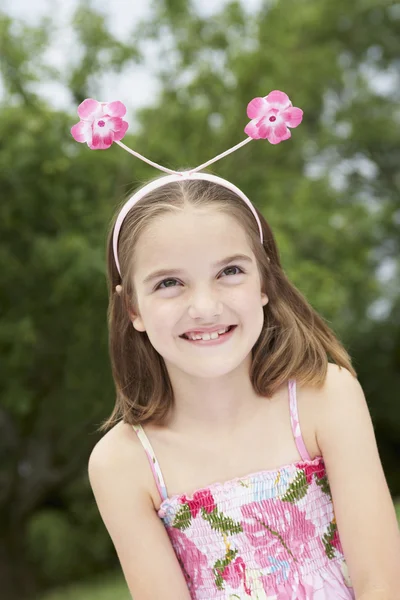 Ragazza con floreale Deely Boppers — Foto Stock