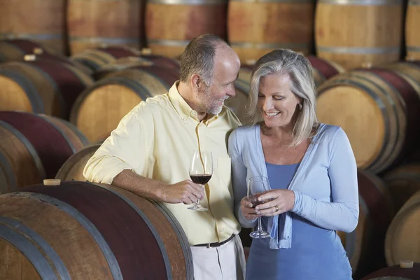 Paar genieten van een glas wijn — Stockfoto