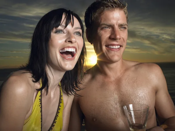 Muž a žena se smíchem — Stock fotografie