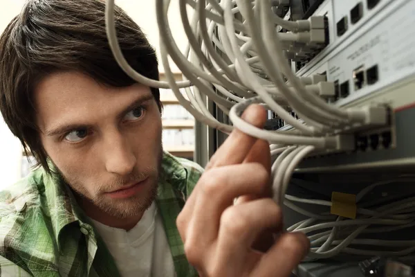 Man Working on Sever — Stock Photo, Image