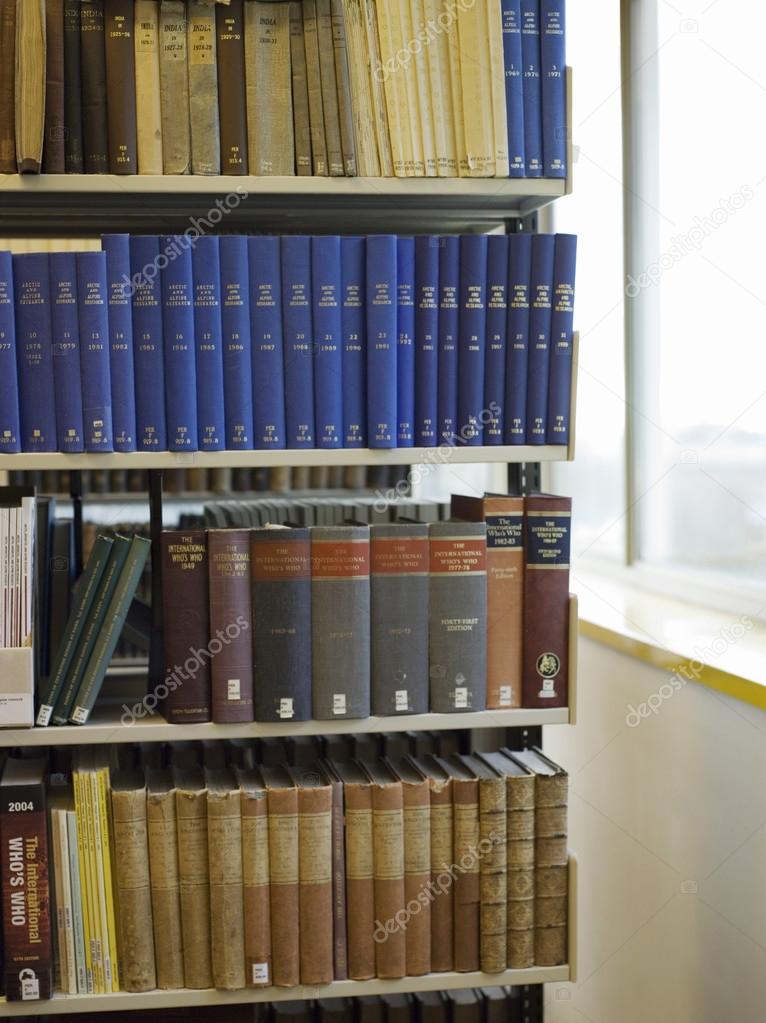 Books on library shelf