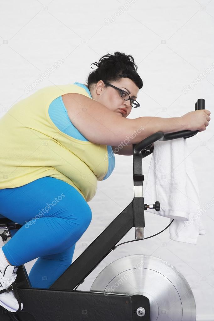 Woman on Exercise Bike