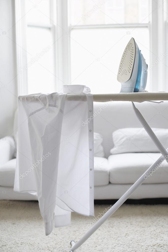 White shirt on ironing board