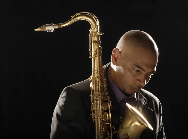 Pensive Saxophonist — Stock Photo, Image